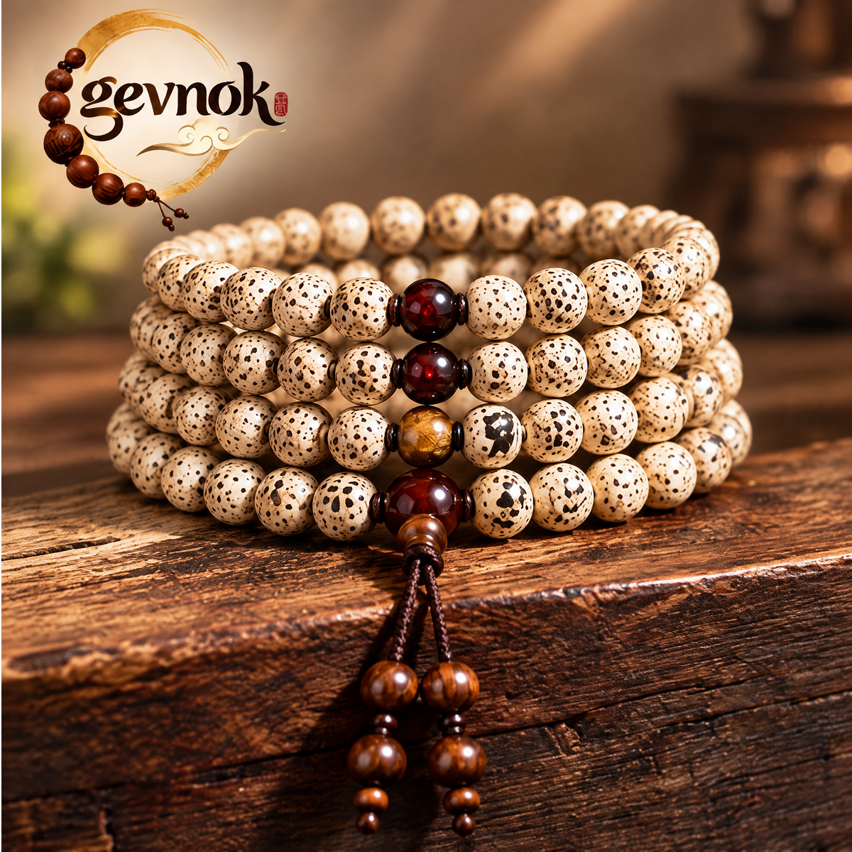 Speckled Multi-Wrap Mala-Style Bead Bracelet — Signature scene