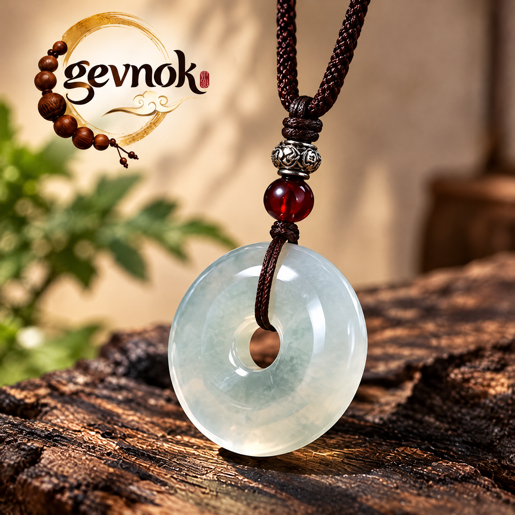 Pale Jade-Look Donut Pendant Necklace — Signature scene