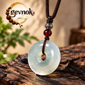 Pale Jade-Look Donut Pendant Necklace — Signature scene
