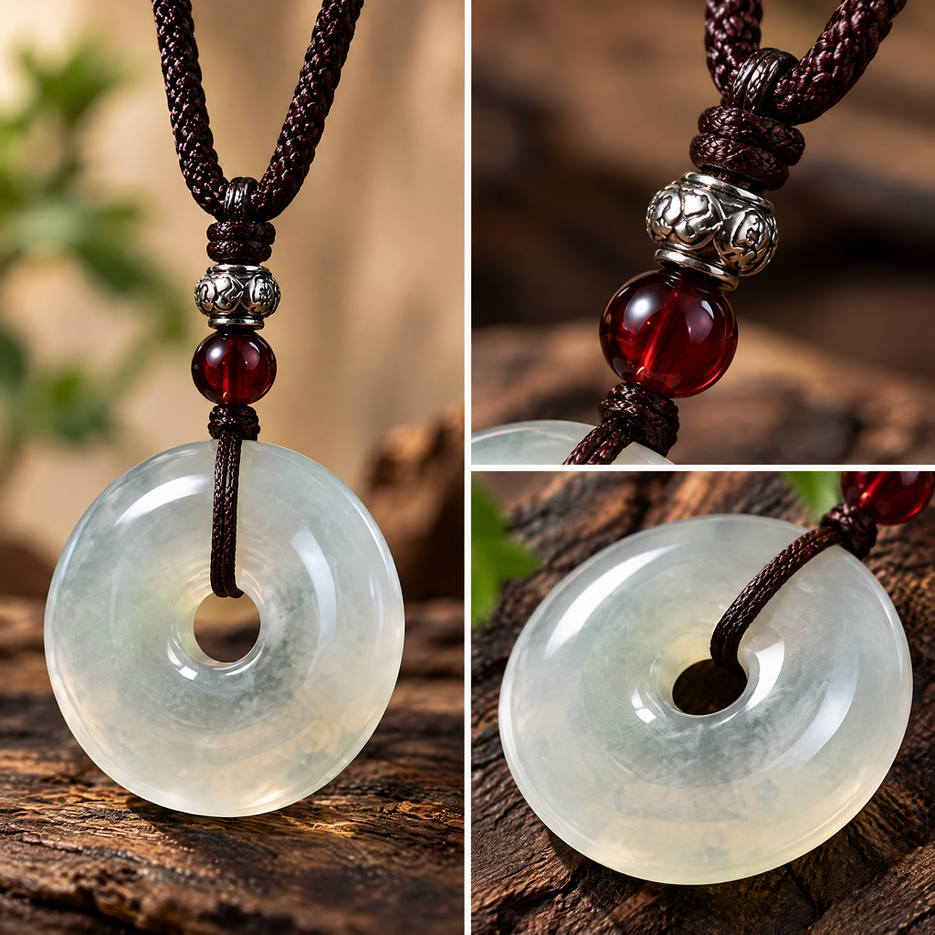 Pale Jade-Look Donut Pendant Necklace — Design details