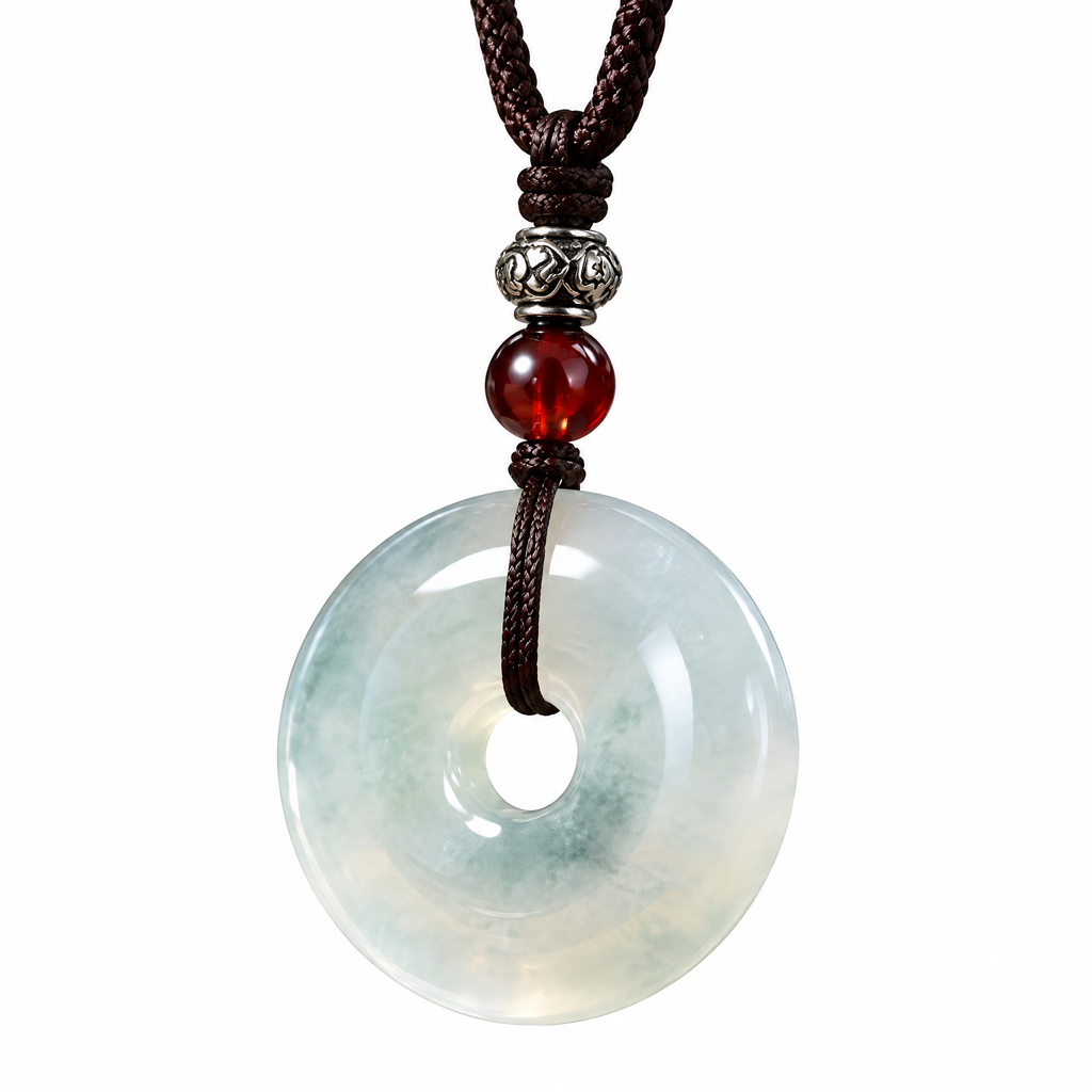 Pale Jade-Look Donut Pendant Necklace — Main finish