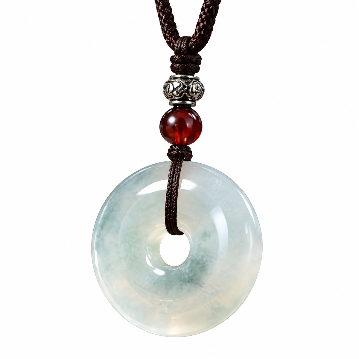 Pale Jade-Look Donut Pendant Necklace — Main finish