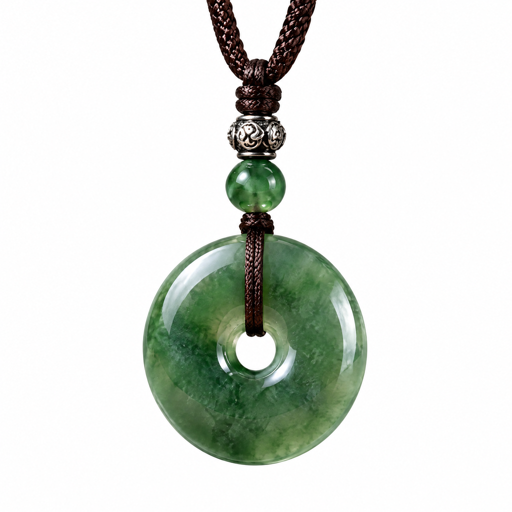 Pale Jade-Look Donut Pendant Necklace — Alternative finish reference