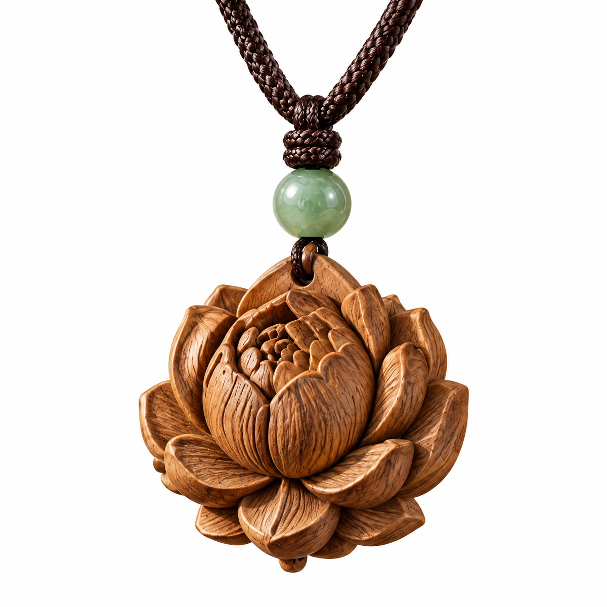 Carved Lotus Flower Pendant Necklace — Alternative finish reference