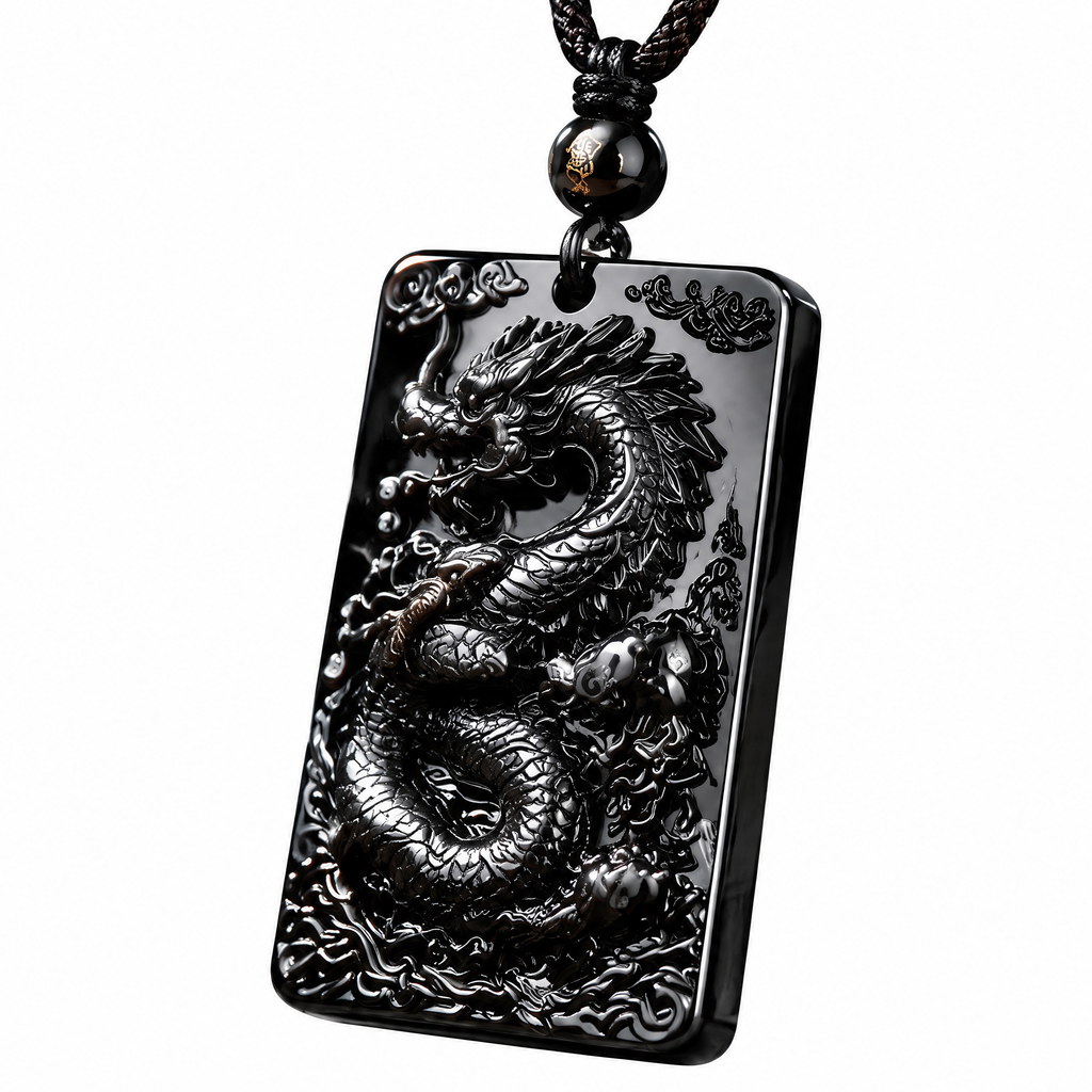 Black Dragon Relief Pendant Necklace — Main finish