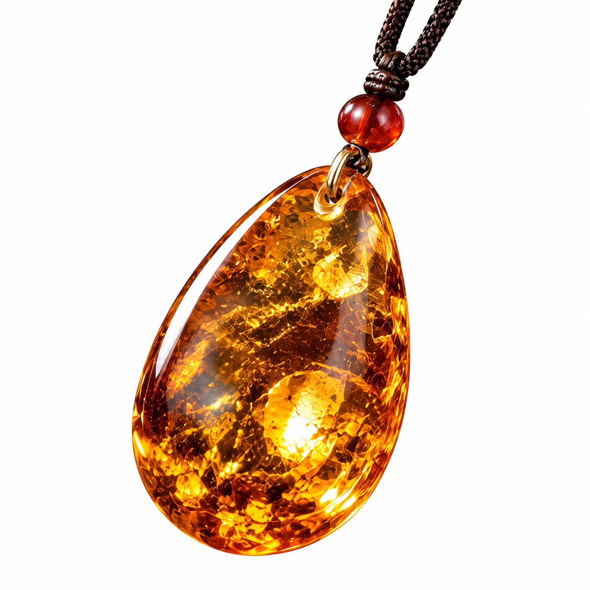 Golden Amber-Look Teardrop Pendant Necklace — Main finish