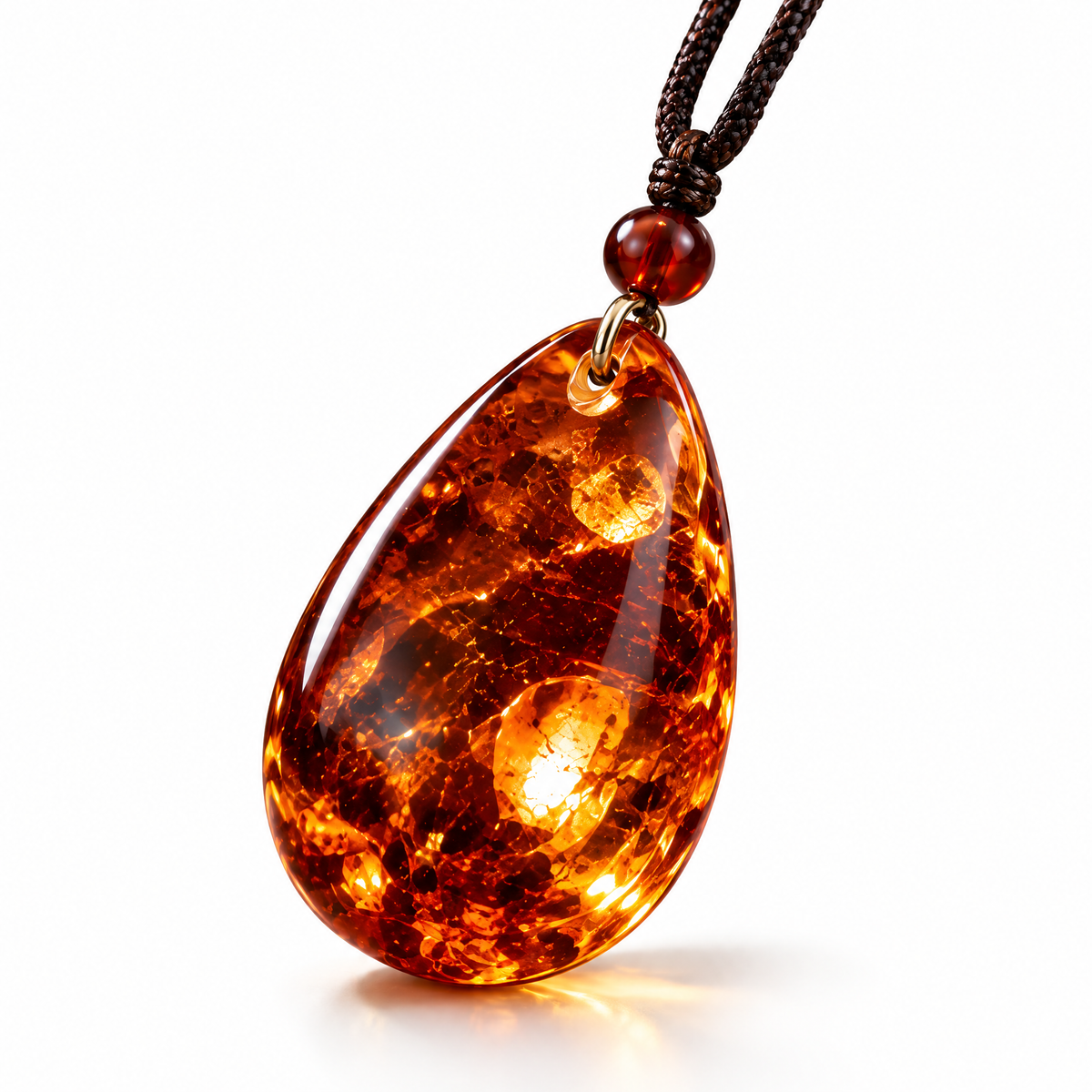 Golden Amber-Look Teardrop Pendant Necklace — Alternative finish reference