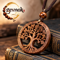 Openwork Tree of Life Wood-Look Pendant Necklace — Signature scene