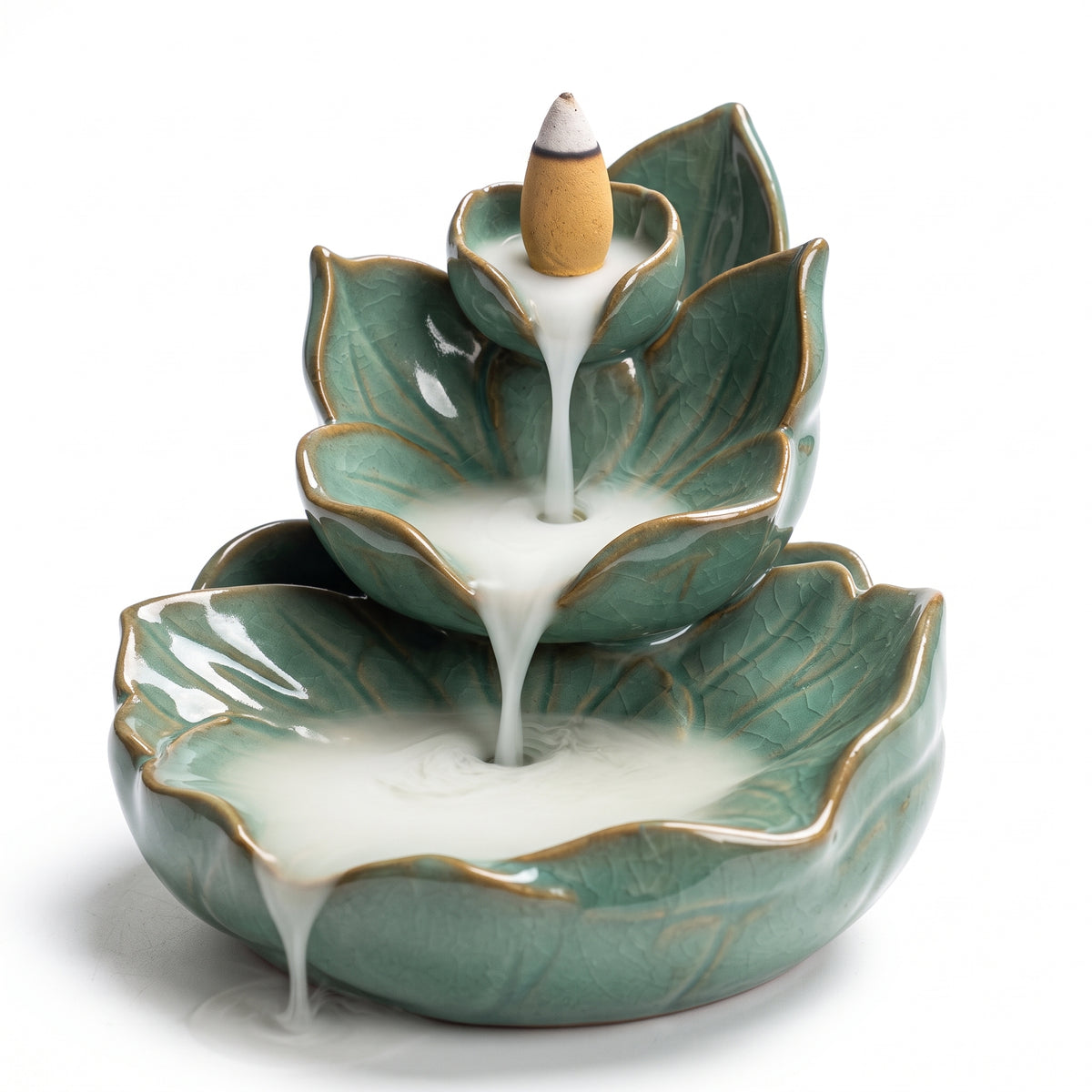 Lotus Waterfall Backflow Incense Burner — Alternative finish reference