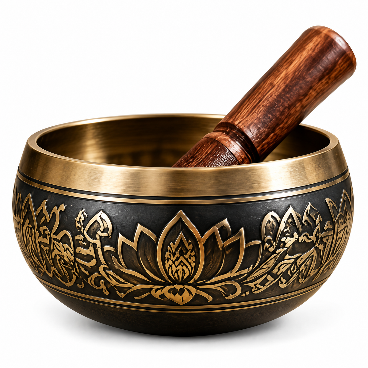 Lotus-Engraved Gold-Tone Singing Bowl — Alternative finish reference