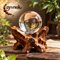 Clear Crystal-Look Sphere with Rustic Display Stand — Signature scene
