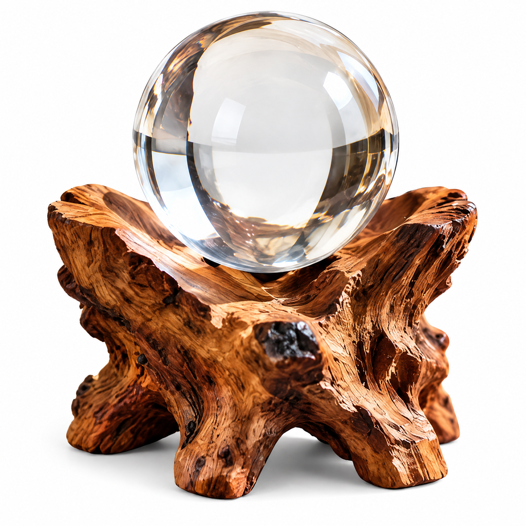 Clear Crystal-Look Sphere with Rustic Display Stand — Main finish