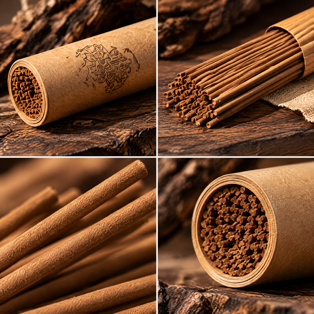 Traditional Incense Sticks with Decorative Kraft Tube — Design details