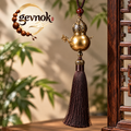 Antique Gold-Tone Teapot Tassel Hanging Ornament — Signature scene