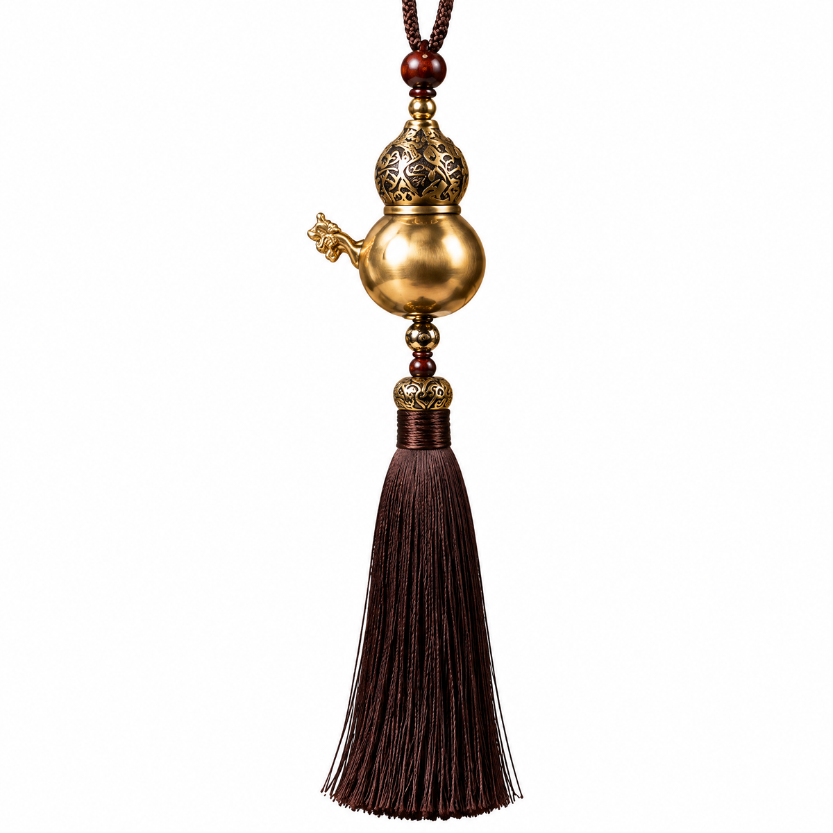 Antique Gold-Tone Teapot Tassel Hanging Ornament — Main finish