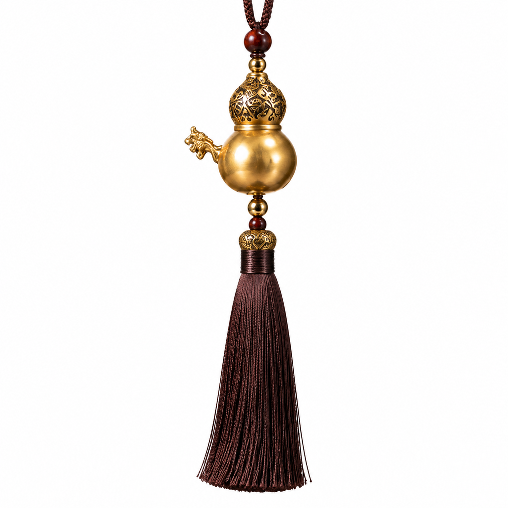 Antique Gold-Tone Teapot Tassel Hanging Ornament — Alternative finish reference